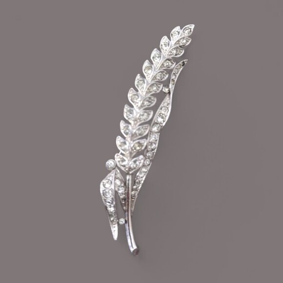 Vintage Trifari Rhinestone Wheat Brooch - Picture 1 of 4